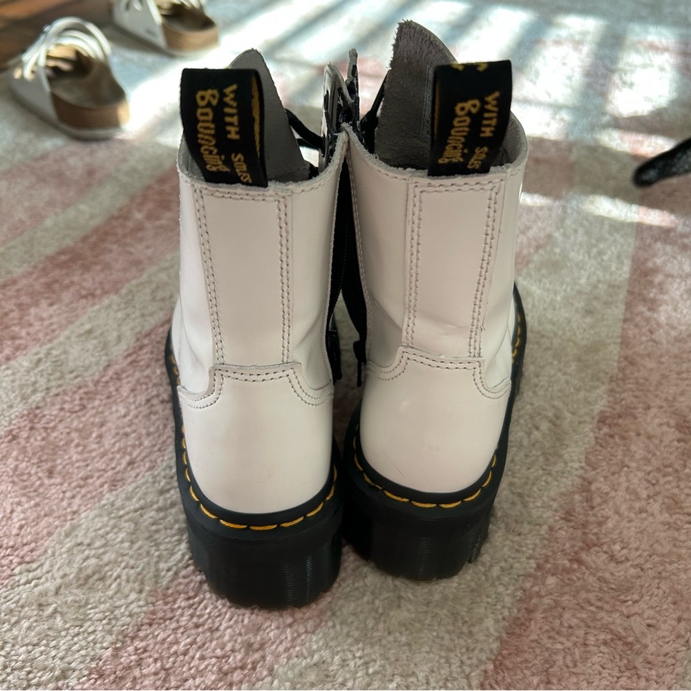 Dr. Martens White Jadon Smooth Leather Platform Boots - Picture 10 of 15